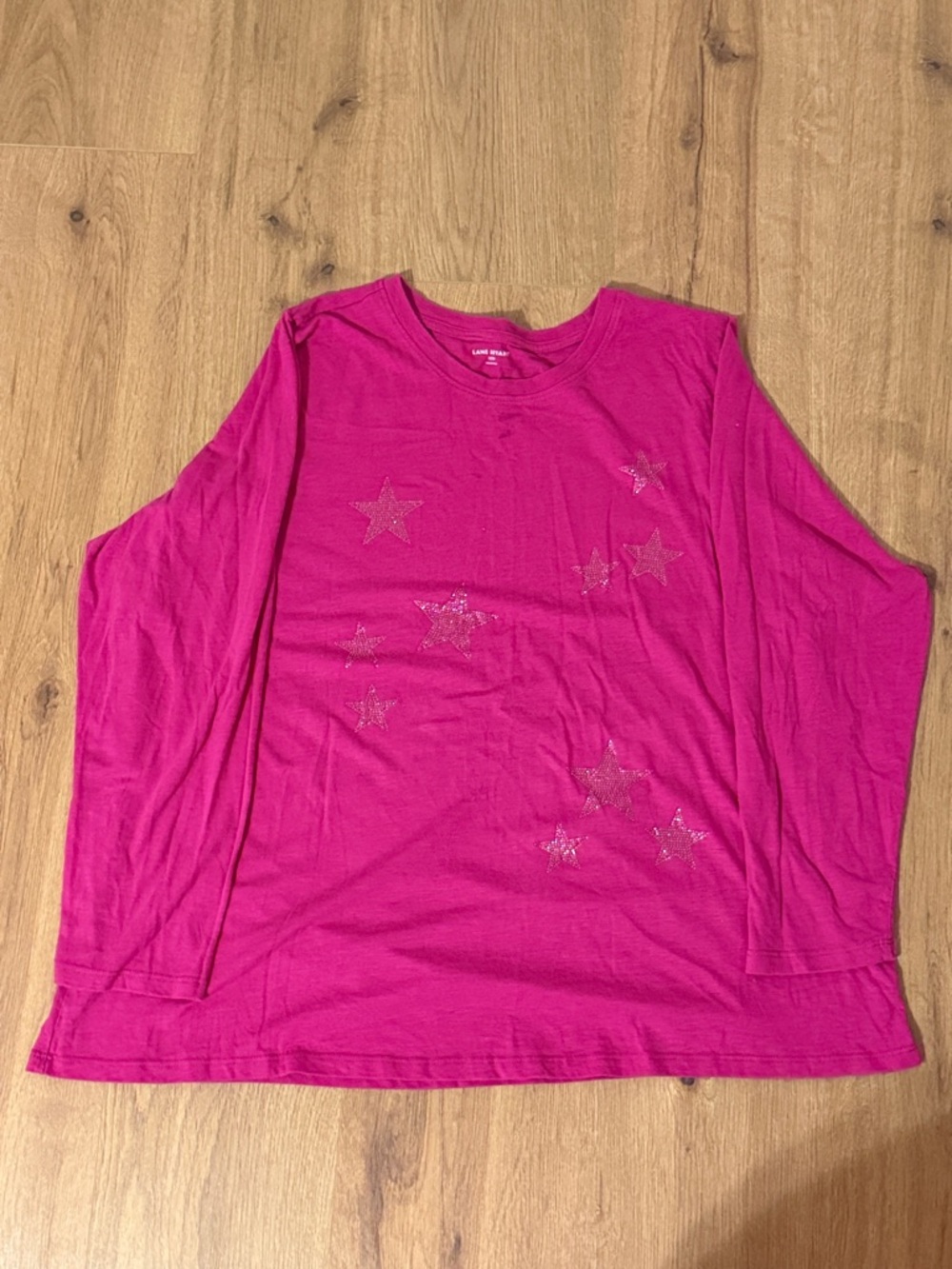 Lane Bryant Hot Pink Long Sleeve Tee with Rhinestone Stars